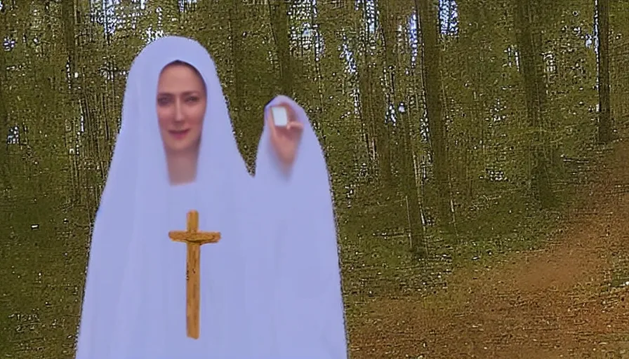 Prompt: 2 0 0 7 nokia phone footage of marian apparition