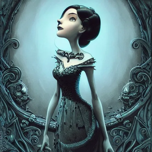 Image similar to Lofi portrait Pixar style by Joe Fenton and Stanley Artgerm and Tom Bagshaw gothic