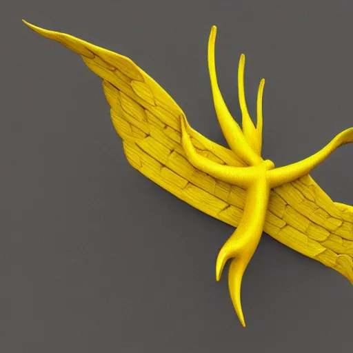 Image similar to A flying banana with wings, 3D Art