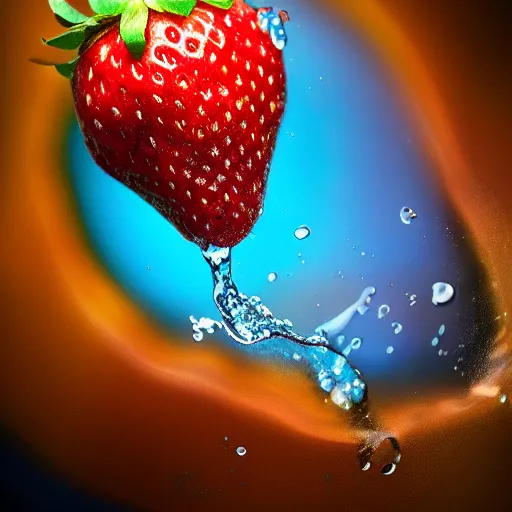 Image similar to half cut strawberry, splash underwater! photoshop edit, golden ratio