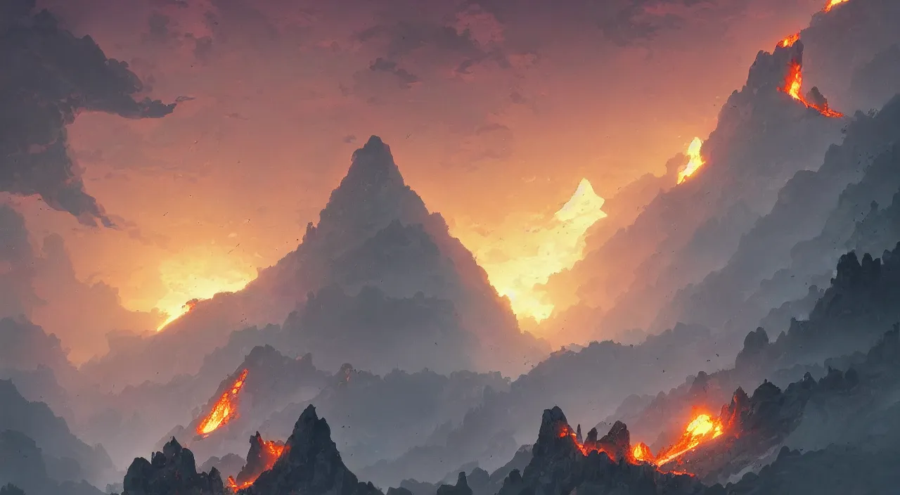 Image similar to volcanic biome, by studio ghibli and greg rutkowski,