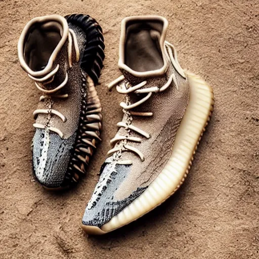 Prompt: archaeologists find a mummy wearing yeezy boost 3 5 0 v 2