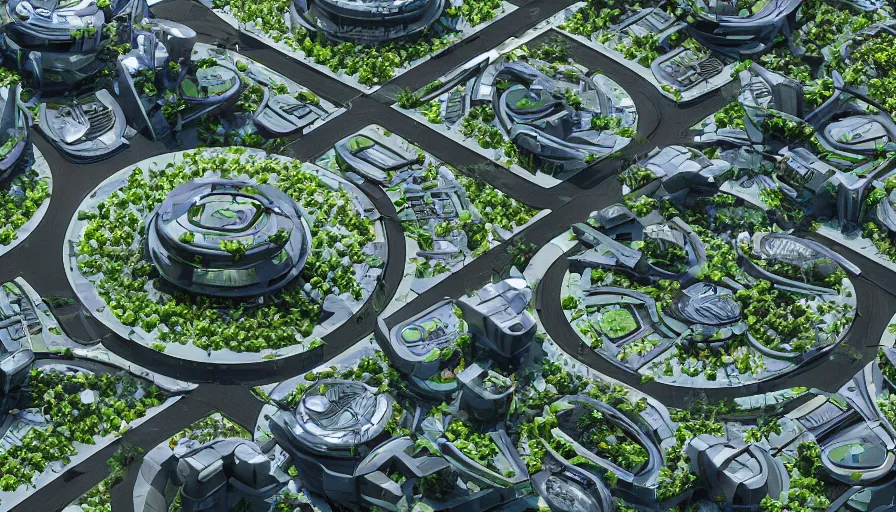 Image similar to futuristic ecological city with huge roundabouts, trees, crowded city, highways, hyperdetailed, artstation, cgsociety, 8 k