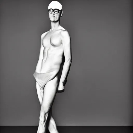 Prompt: Hank Hill looking chic, portrait, fashion photography, full body, by Hedi Slimane