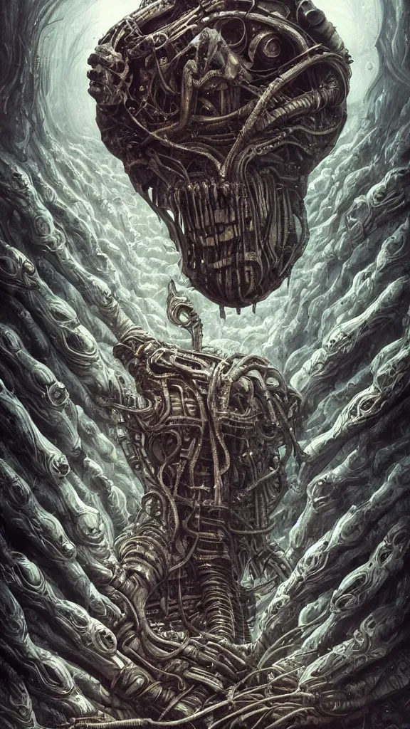 Image similar to hr giger artgerm artstation award winning photorealistic detailed hypervivid intense fantasy concept art by greg rutkowski, hypervivid intense mcbess, the sea by dan mumford