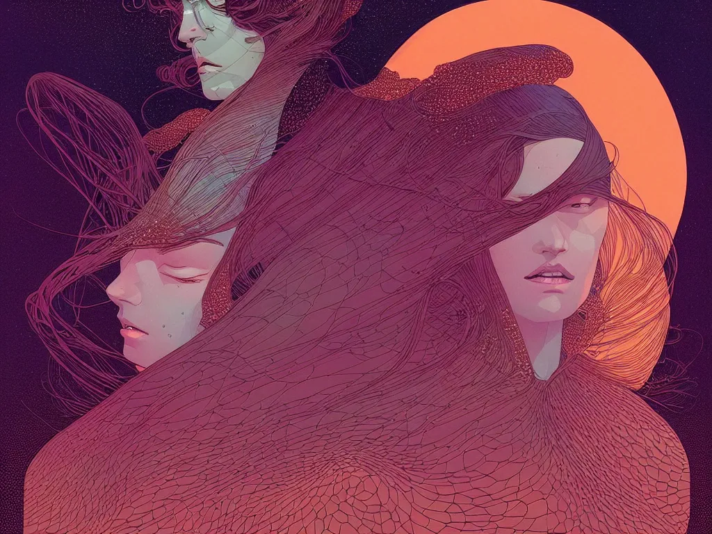 Prompt: beautiful woman by moebius, victo ngai, josan gonzalez, kilian eng