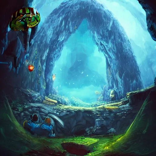 Image similar to the abyss, cave portal entrance into the Mushroom Kingdom, super mario theme, fantasy artwork, award winning, very very very very beautiful scenery, artstation