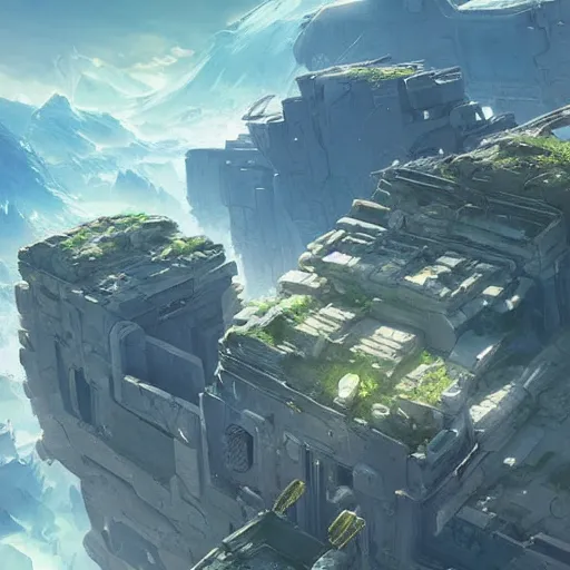 Prompt: the remains of a deserted planet. ruins, seen from space. clean sharp digital art, environment concept art, by rossdraws, ghibli, breath of the wild, greg rutkowski