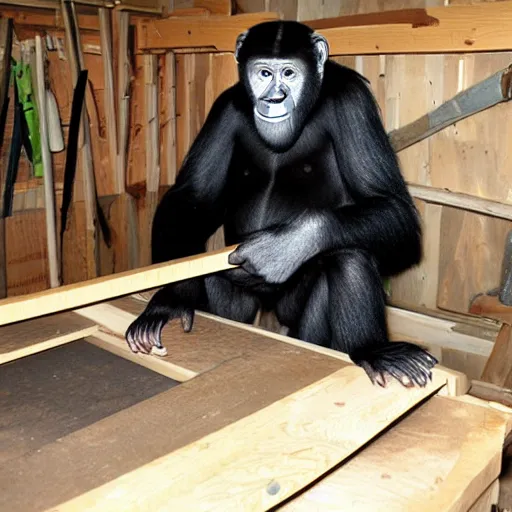 Image similar to carpenter ape in his workshop