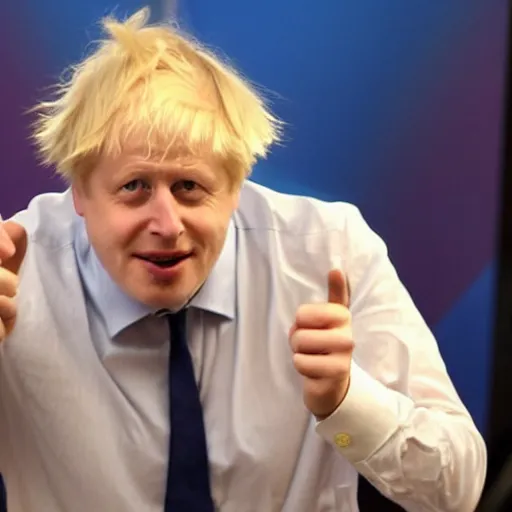 Prompt: boris johnson cosplaying gawr gura