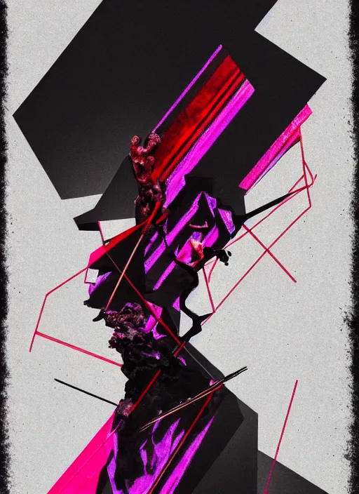 Prompt: black background with subtle red and purple design elements, greco roman statue, grey, nekro, abstract art, thin lines, dark, glitch art, neo vaporwave, gritty, layout frame, trending on artstation