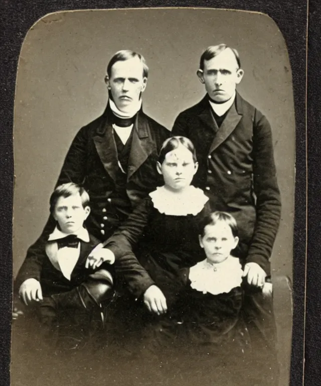 Prompt: an old photo of a family from the 1 9 th century