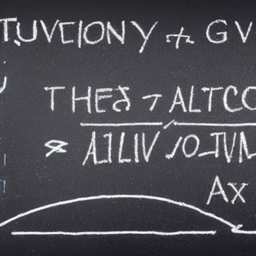 Prompt: the equation from the theory of all and functioning quantistic gravity theorem, written on a blackboard
