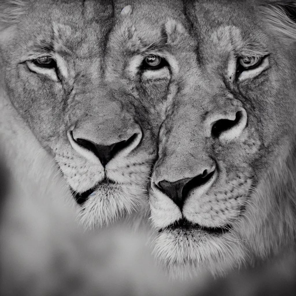 Prompt: a lioness's face, close up, black and white charcoal drawing, intricate, highly detailed