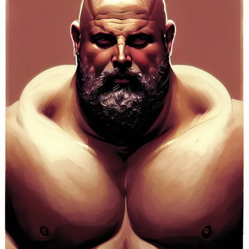 Prompt: Chunky Ethan Van Sciver as a Greek god, bald head, grey beard, gorgeous, amazing, muscular, fat, intricate, highly detailed, digital painting, artstation, concept art, sharp focus, illustration, art by greg rutkowski and alphonse mucha