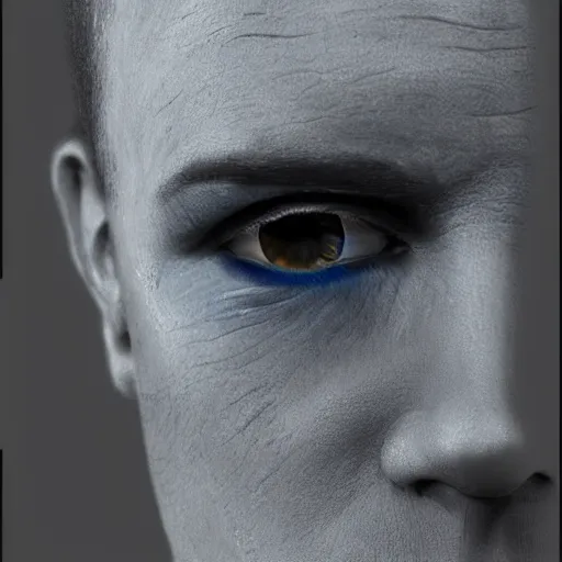 Image similar to hank j wimbleton cyberpunk futuristic darkblue eyes realistic detailed black and white