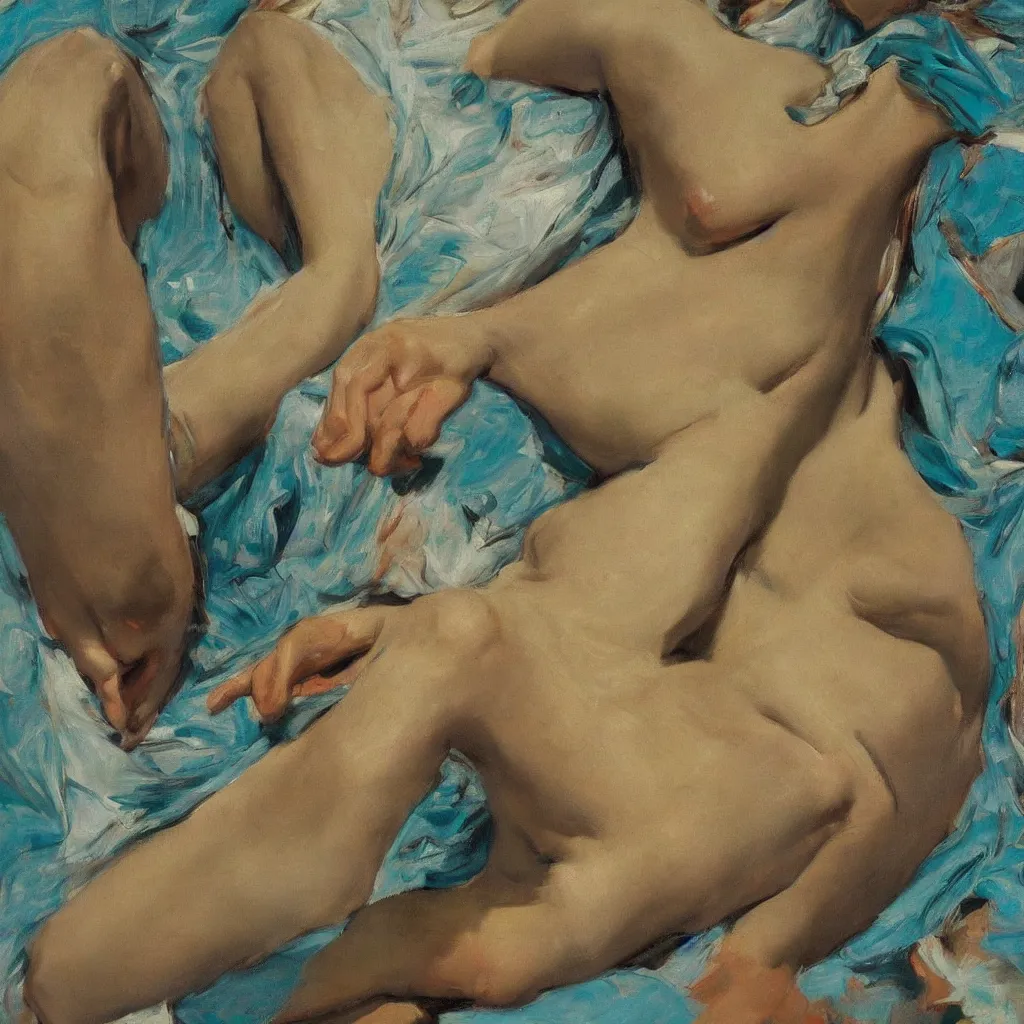 Image similar to high quality high detail painting by lucian freud, jenny savile, john singer sargent, turquoise, hd