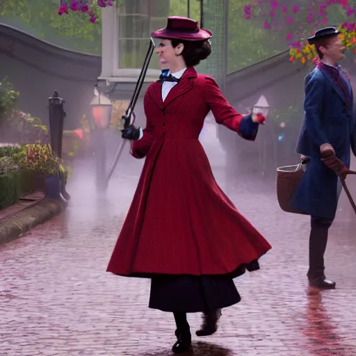 Image similar to rachel bloom as mary poppins violently shaking a crying baby, ultra detailed, 8 k resolution, ultrarealistic