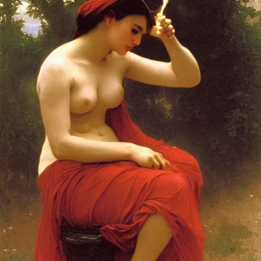 Image similar to fire wielding woman, by bouguereau