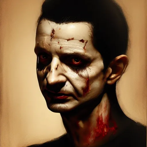 Prompt: color portrait of young dave gahan as a zombie, 7 days to die zombie, fine art, award winning, intricate, soft light from the side, elegant, sharp focus, cinematic lighting, highly detailed, digital painting, 8 k concept art, art by z. w. gu, art by brom, art by michael hussar, masterpiece, 8 k