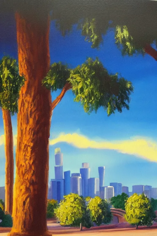 Prompt: bob ross painting of los angeles