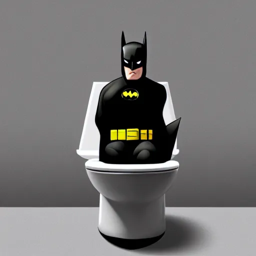 Image similar to batman on a toilet,