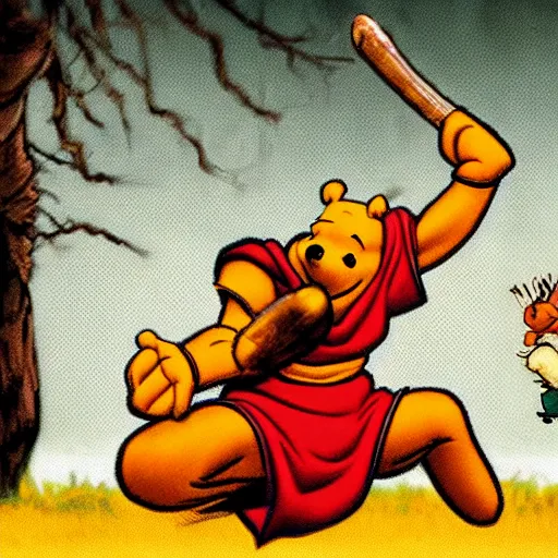 Prompt: winnie the pooh as dhalsim in street fighter