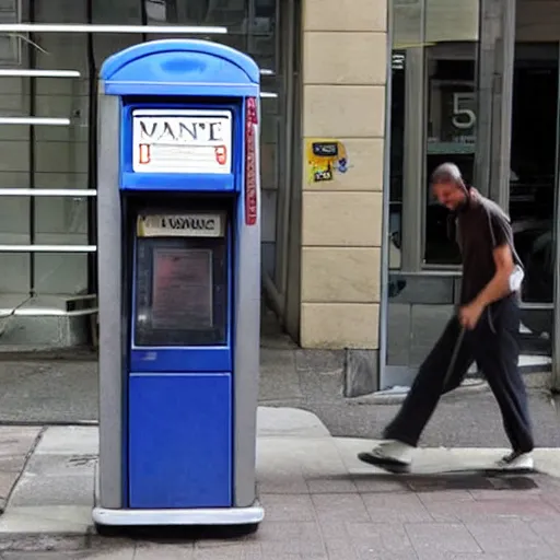 Image similar to man kicked in the head by a bare foot with toes coming through the handset of a pay phone