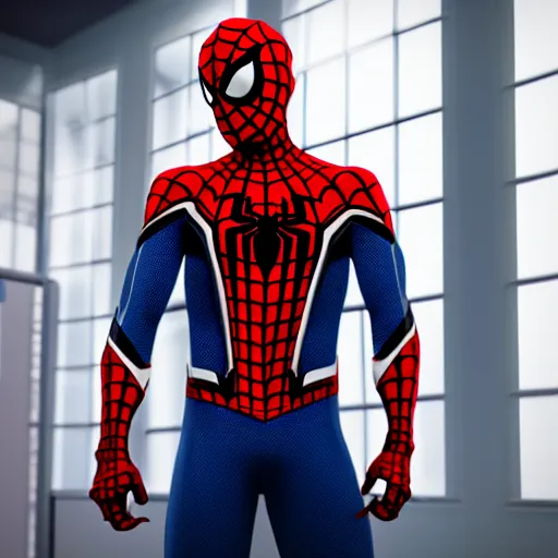 Prompt: still photo of spider - man in a ladies dress, highly detailed, photorealistic portrait, bright studio setting, studio lighting, crisp quality and light reflections, unreal engine 5 quality render