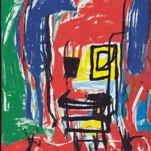 Image similar to portrait of fat man by jean - michel basquiat. pollock, warhol. texture