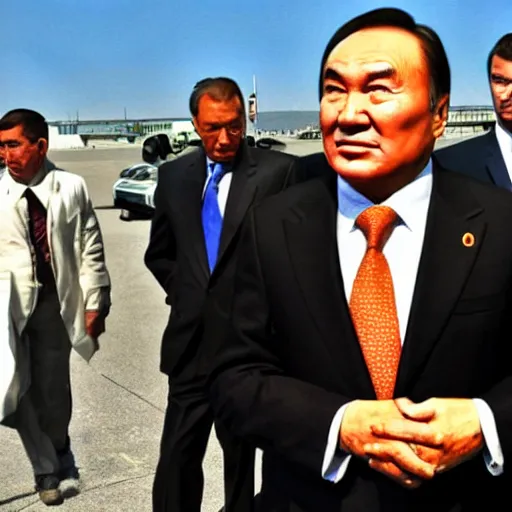 Image similar to Nursultan Nazarbayev in style of a GTA poster