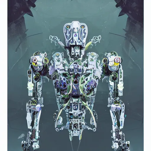 Image similar to symmetry, waterlily mobile combat suit floral robot, biomechanical, waterlily mecha nymphaea, detailed illustration, concept art, smooth, sharp focus, art by antoni gaudi