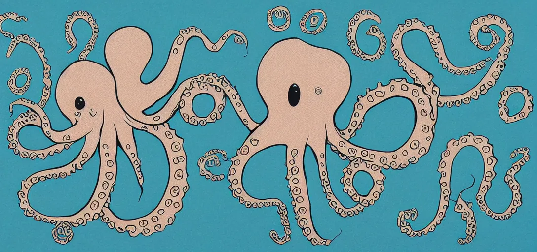 Image similar to children's book illustration of a sad octopus made of ornate paper cutouts by james gurney