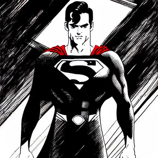 Prompt: Matt Bomer as Superman, by Tsutomu Nihei, highly detailed