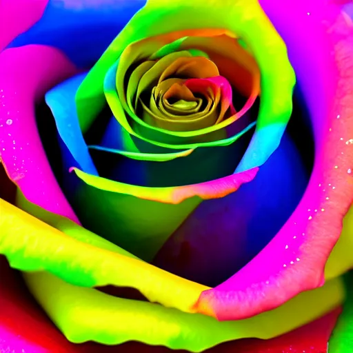 Image similar to a high quality photo of rainbow rose, 8k, photorealism, professional