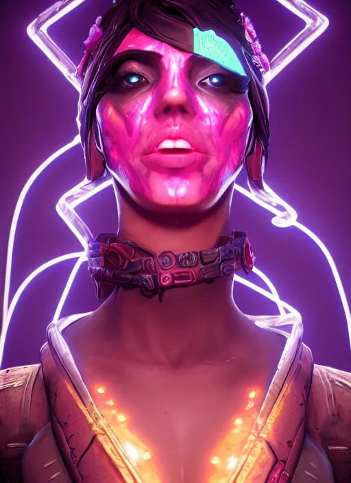 Prompt: glowwave portrait of a rose from borderlands 3, au naturel, hyper detailed, digital art, trending in artstation, cinematic lighting, studio quality, smooth render, unreal engine 5 rendered, octane rendered, art style by klimt and nixeu and ian sprigger and wlop and krenz cushart.