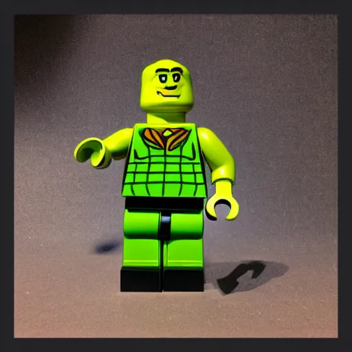 Prompt: shrek as a lego minifigure