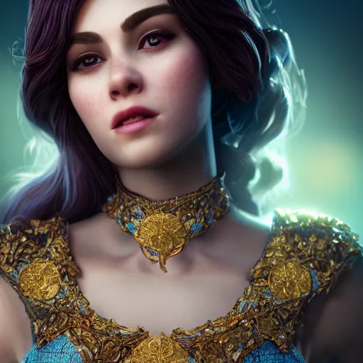 Image similar to portrait of wonderful princess of amethyst with fair skin, ornate 8 k gorgeous intricate detailed, accent lighting, dramatic light, octane render