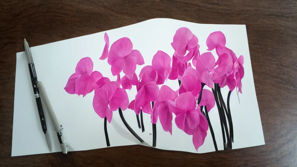 Image similar to photorealism unacceptable inky cyclamen