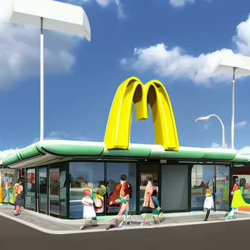 Image similar to futuristic mcdonald's