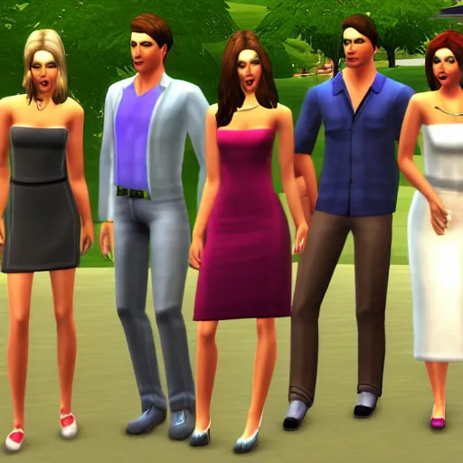 Prompt: cast of original Dynasty in The Sims 2