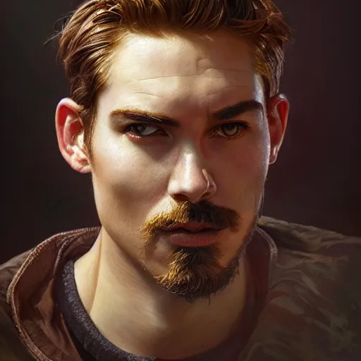 Image similar to portrait of a young rugged hamburger, extra onions and ketchup, luscious patty with sesame seeds, masculine, handsome, D&D, fantasy, intricate, elegant, highly detailed, digital painting, artstation, concept art, matte, sharp focus, illustration, art by Artgerm and Greg Rutkowski and Alphonse Mucha