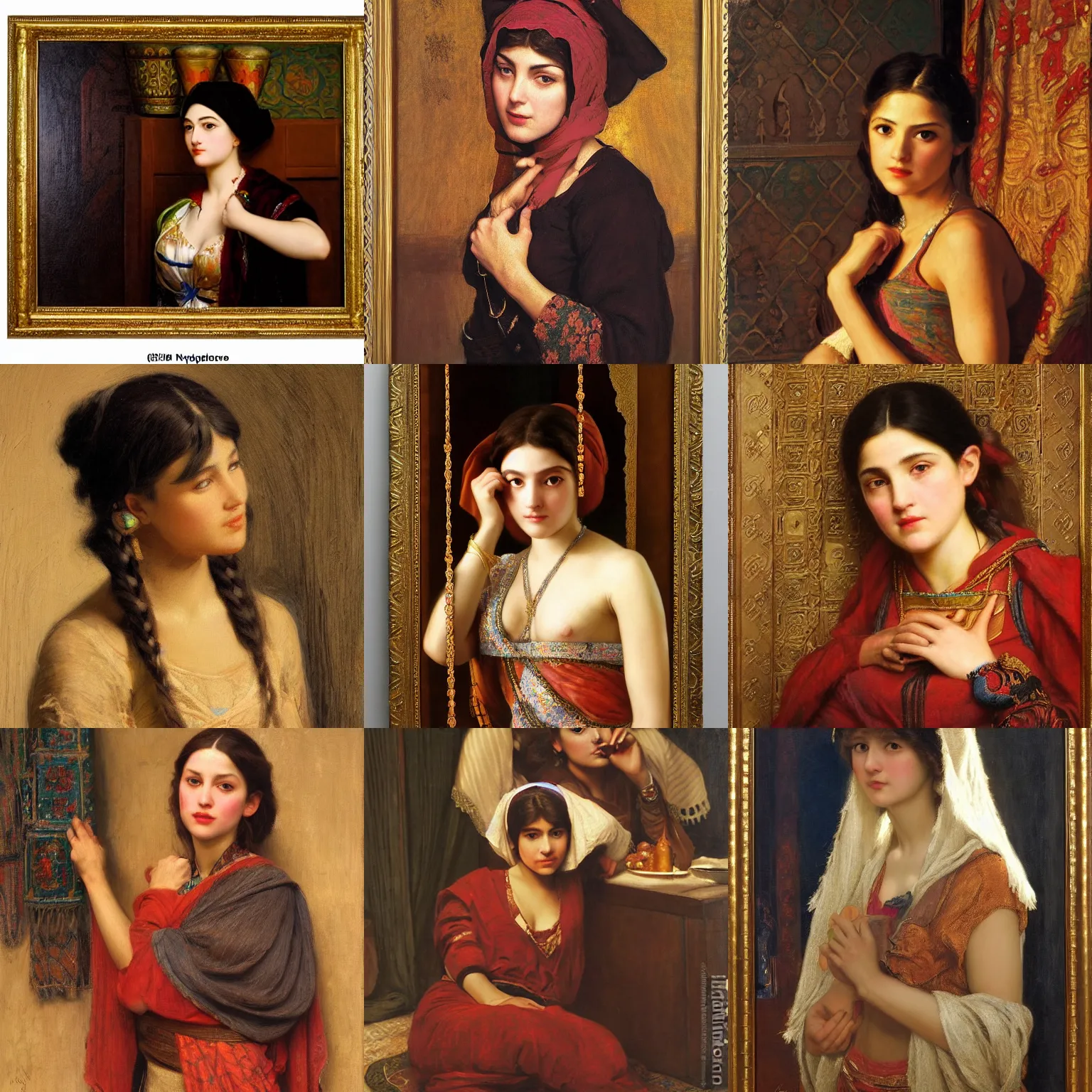 Prompt: orientalism portrait of a cute female thief by Edwin Longsden Long and Theodore Ralli and Nasreddine Dinet and Adam Styka, masterful intricate artwork. Oil on canvas, excellent lighting, high detail 8k