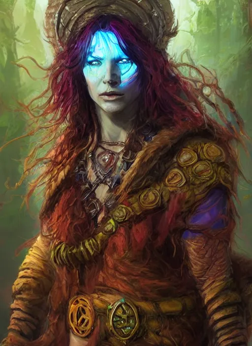 Image similar to druid, dndbeyond, bright, colourful, realistic, dnd character portrait, full body, pathfinder, pinterest, art by ralph horsley, dnd, rpg, lotr game design fanart by concept art, behance hd, artstation, deviantart, hdr render in unreal engine 5