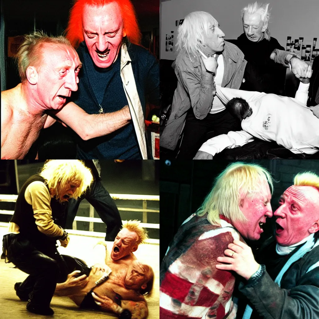 Prompt: jimmy savile getting beaten up by john lydon