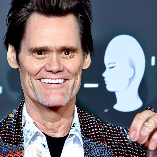 Image similar to jim carrey with spacebuns