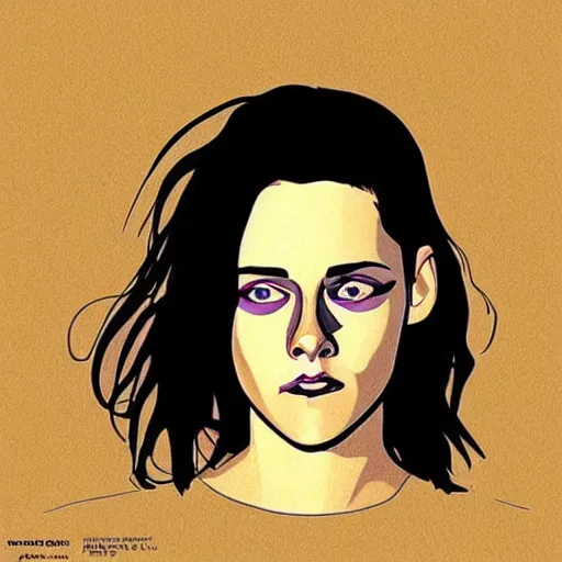 Image similar to “ kristen stewart retro minimalist portrait by jean giraud, moebius starwatcher comic, 8 k ”