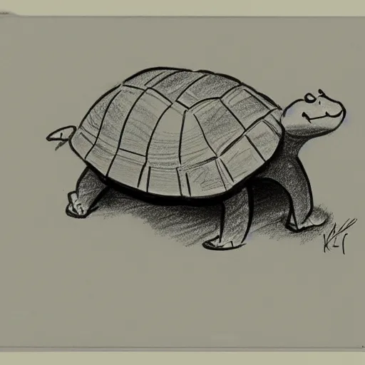 Image similar to milt kahl sketch of a cartoon turtle