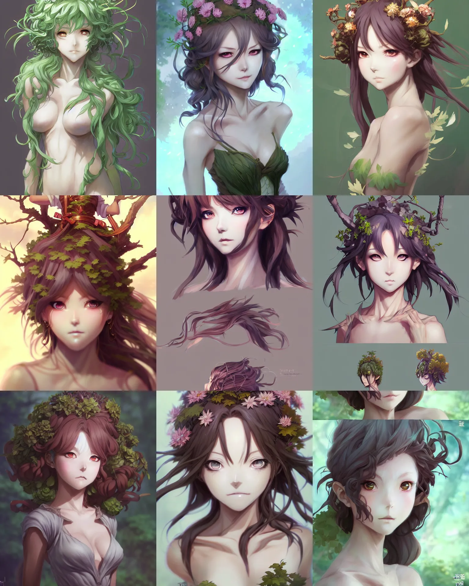 Prompt: character concept art of an anime dryad | | cute - fine - face, pretty face, realistic shaded perfect face, fine details by hyeyoung kim, stanley artgerm lau, wlop, rossdraws, james jean, andrei riabovitchev, marc simonetti, and sakimichan, tranding on artstation