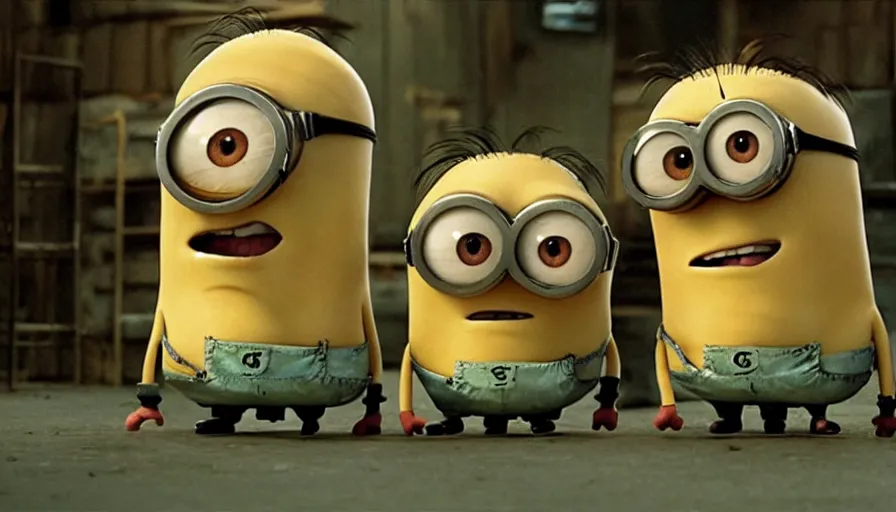 Prompt: the movie se7en!!!!!!!!!!! starring ((minions)), movie still, directed by David fincher